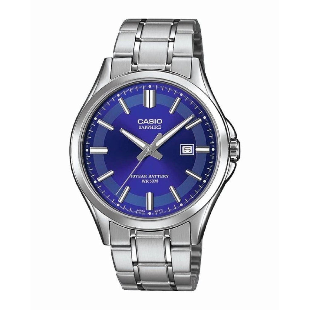 Reloj de pulsera con correa de Acero inoxidable Plateado con esfera de color azul con estilo Clásico resistencia al agua de 50metros