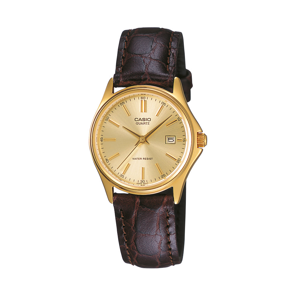 Reloj de pulsera con correa de Cuero Café con esfera de color Plateado con estilo Clásico resistencia al agua de 30 metros