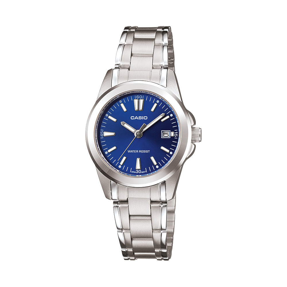 Reloj de pulsera con correa de Acero inoxidable Plateado con esfera de color Azul con estilo Clásico resistencia al agua de 30 metros