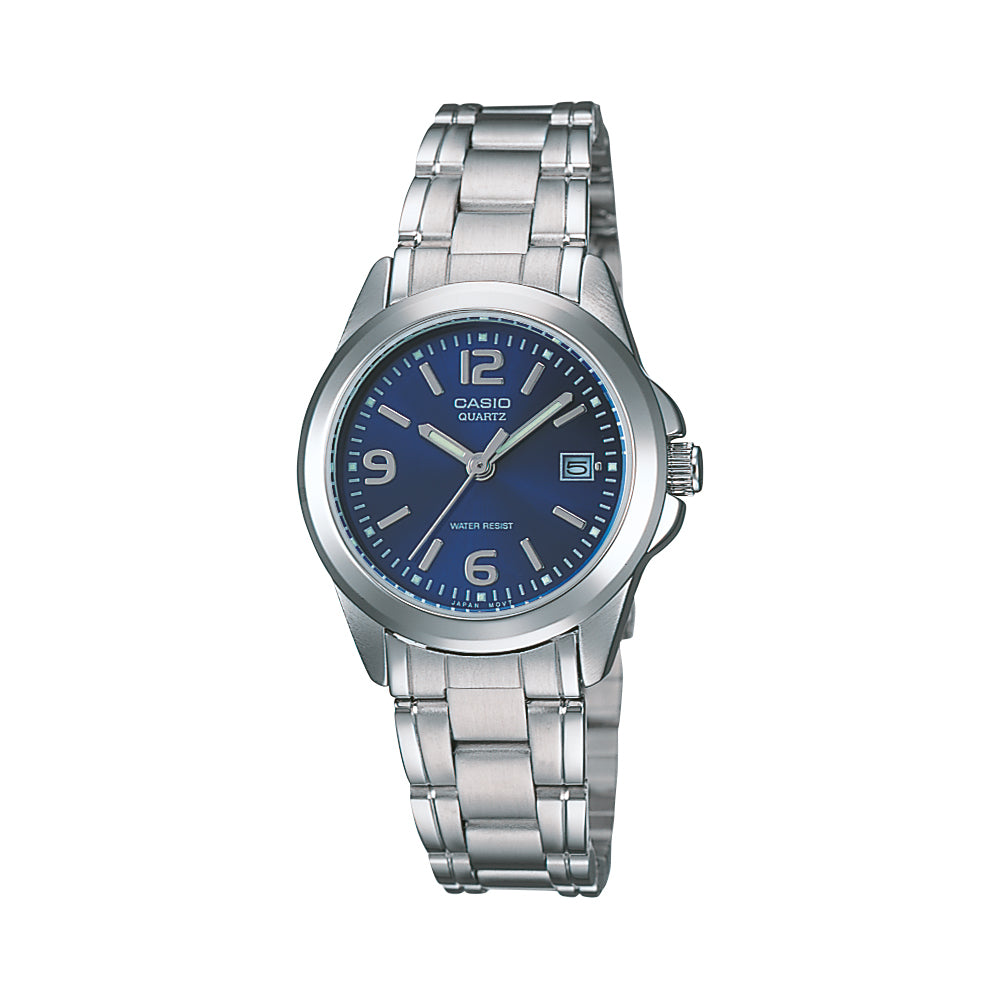 Reloj de pulsera con correa de Acero inoxidable Plateado con esfera de color Azul con estilo Clásico resistencia al agua de 30 metros