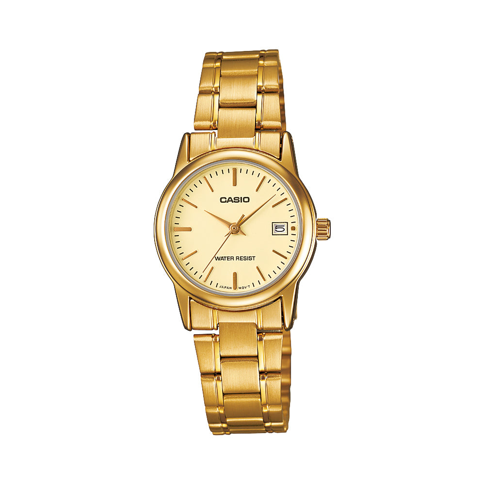 Reloj de pulsera con correa de Acero inoxidable Dorado con esfera de color Dorado con estilo Clásico resistencia al agua de 30 metros
