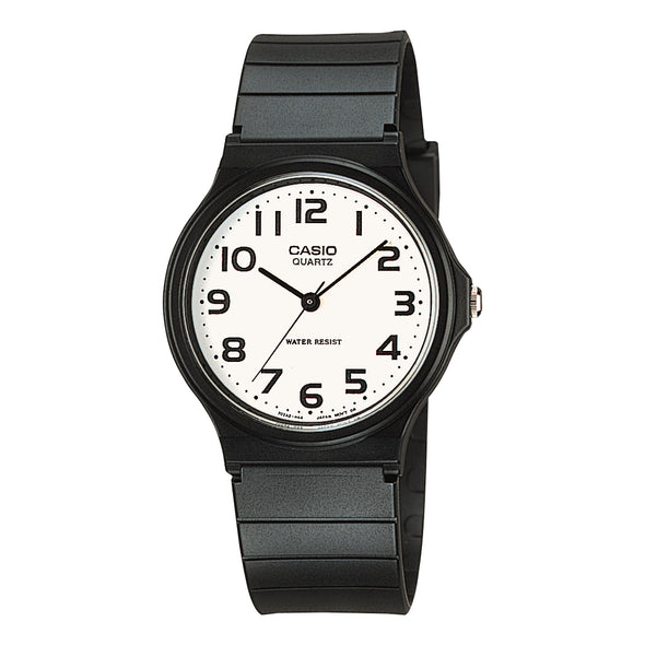 Reloj de pulsera con correa de Resina Negro con esfera de color Blanco con estilo Vintage resistencia al agua de 30 metros