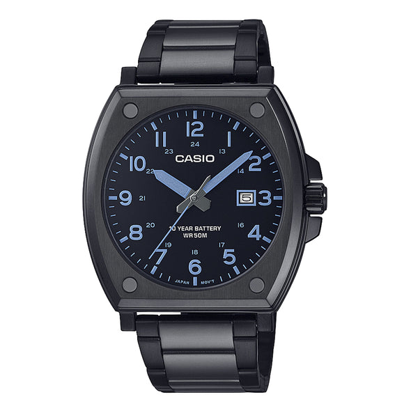 Reloj de pulsera con correa de Acero inoxidable Negro con esfera de color Negro con estilo Deportivo resistencia al agua de 50metros